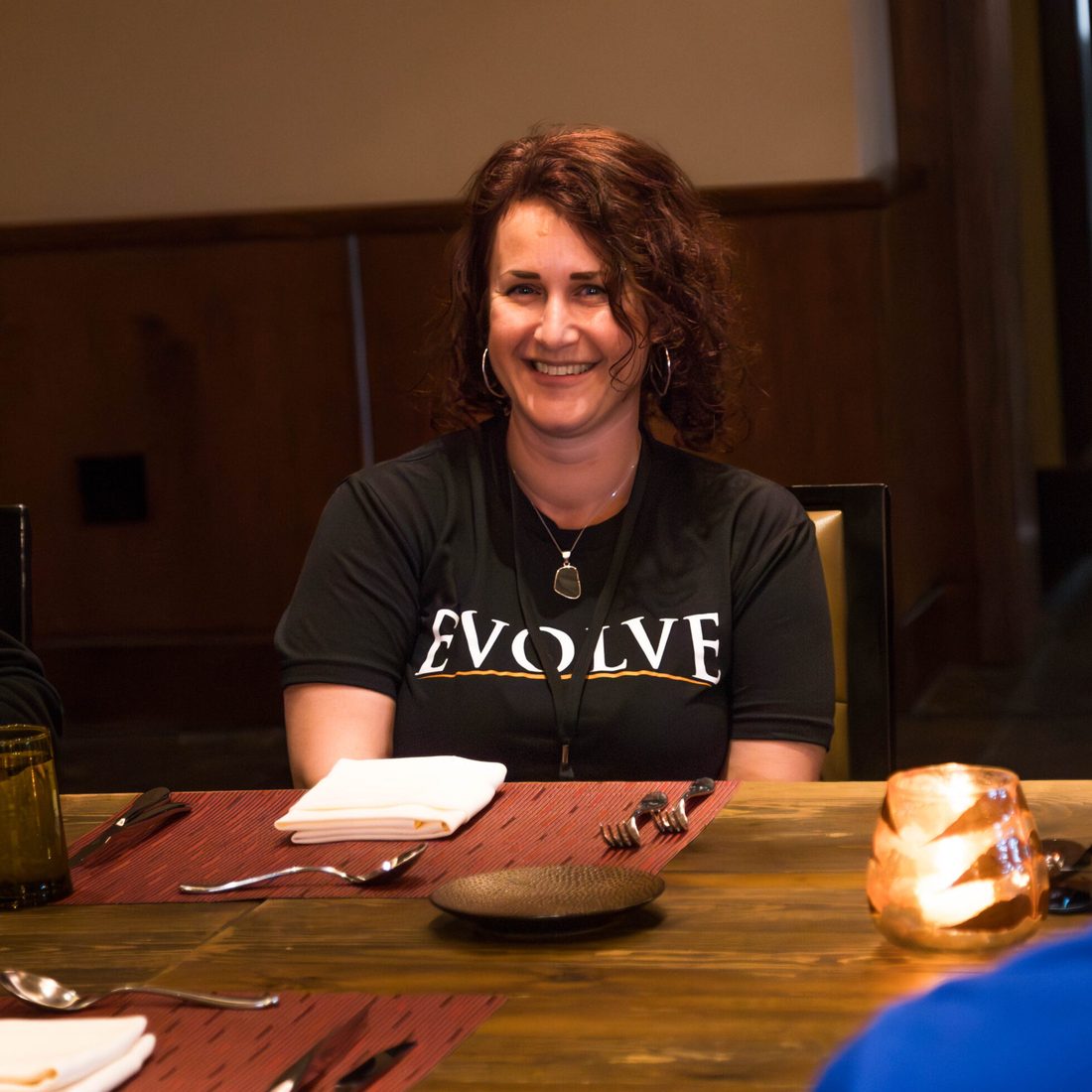 Angela Goodman at an EVOLVE table