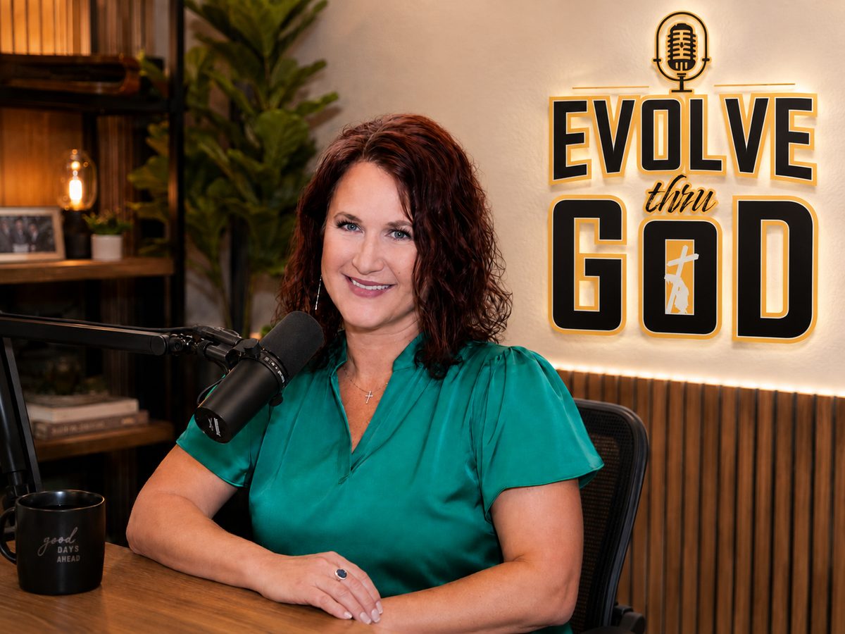 Angela Goodman recording EVOLVE thru God in the studio